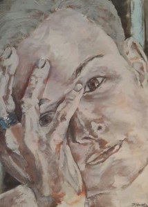 P8 PAINTING Oil on Canvas board - Hand on Face         